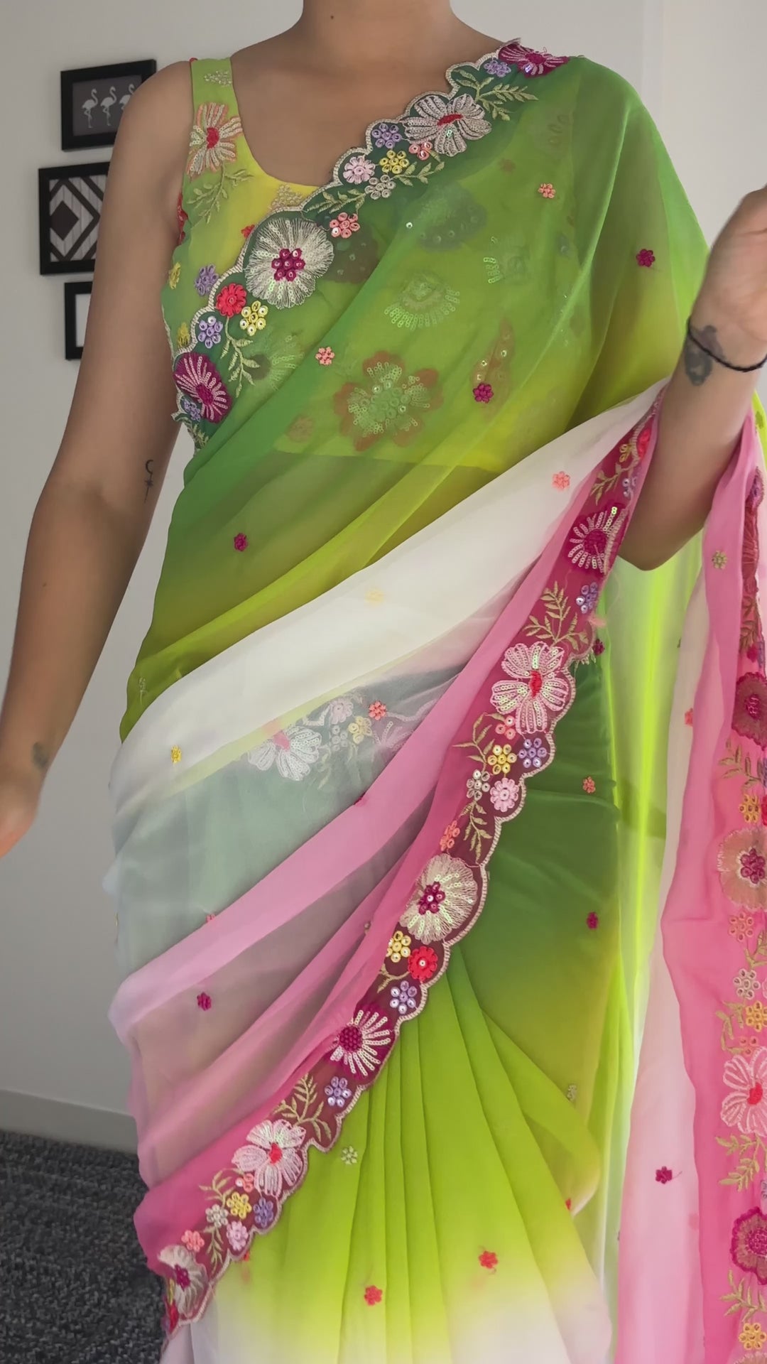 Stunning Faux Georgette Saree with | An Exclusive Designer Masterpiece