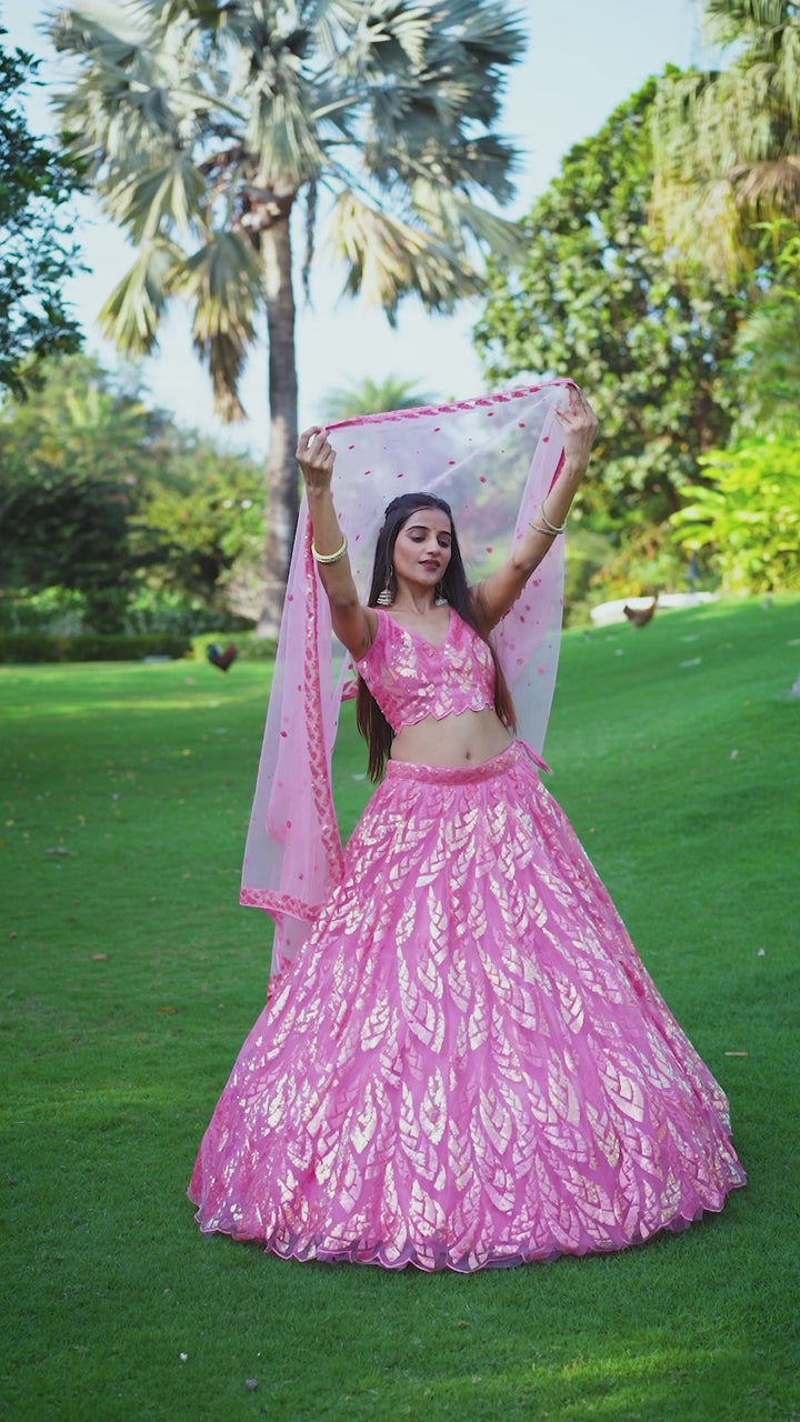 Soft Net Lehenga Choli | Designer Thread & Sequins Embroidery for a Stylish Look