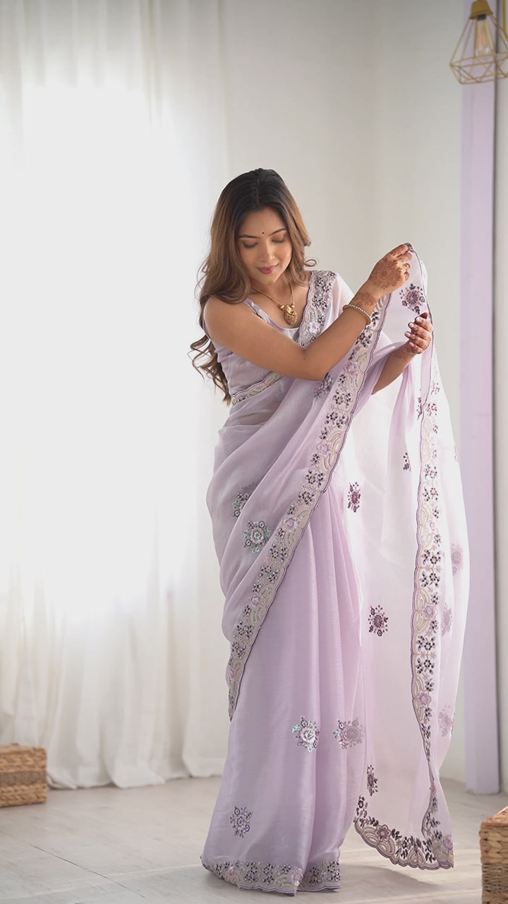 Burburry Saree with Sequins & Embroidery | Special Occasion Elegance