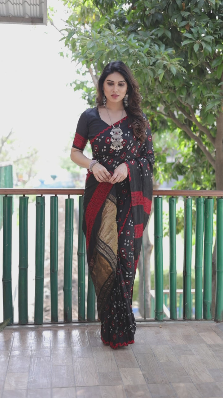 Luxury Bandhej Silk Saree | Stunning Sibory Motifs for Every Occasion