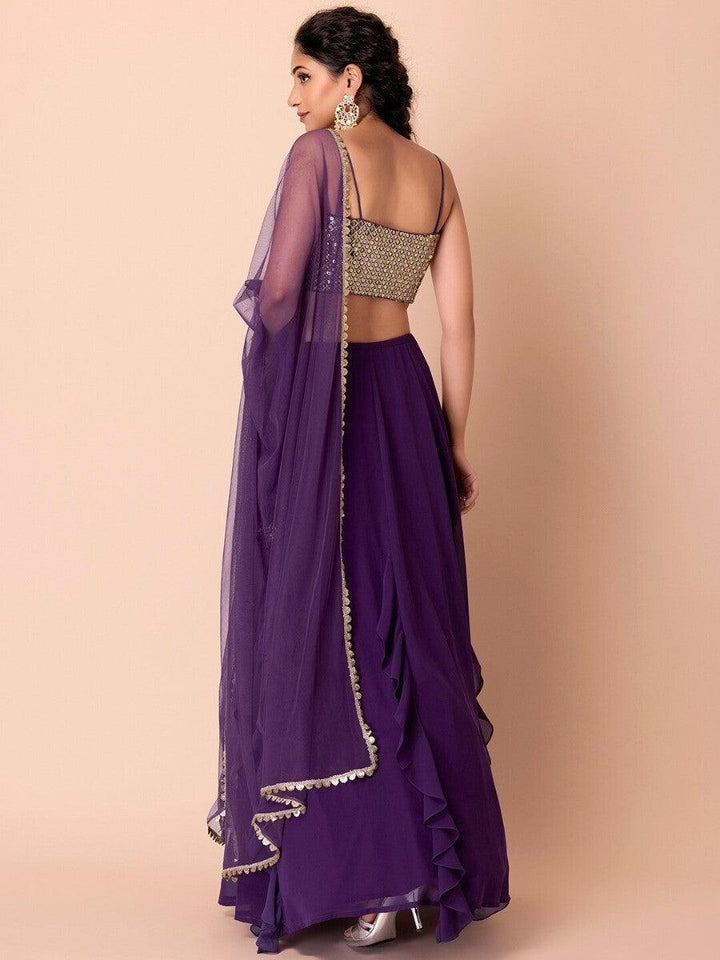 Purple Sequin Lehenga Choli Set | Customizable for Weddings & Parties