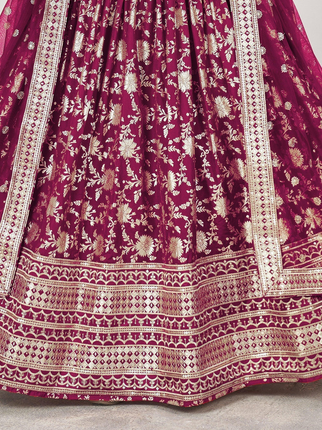 Rani Pink Zari Work Lehenga | Tailored Fit for Weddings & Sangeet