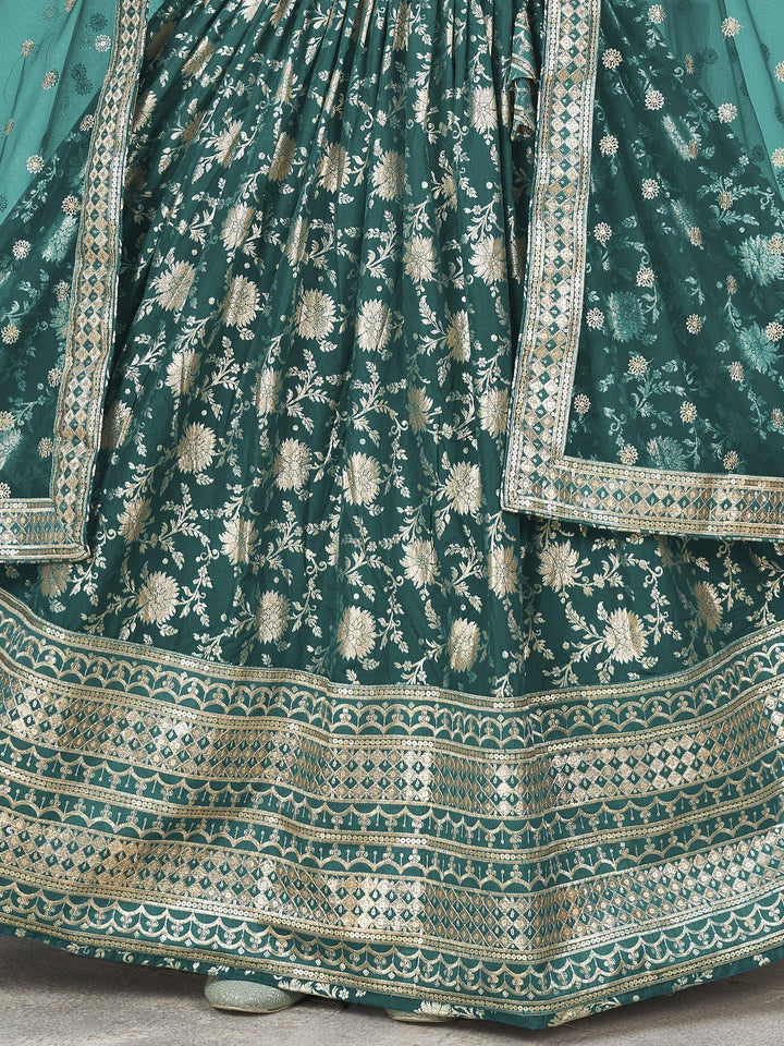 Teal Green Zari Work Lehenga Choli | Perfect for Special Occasions