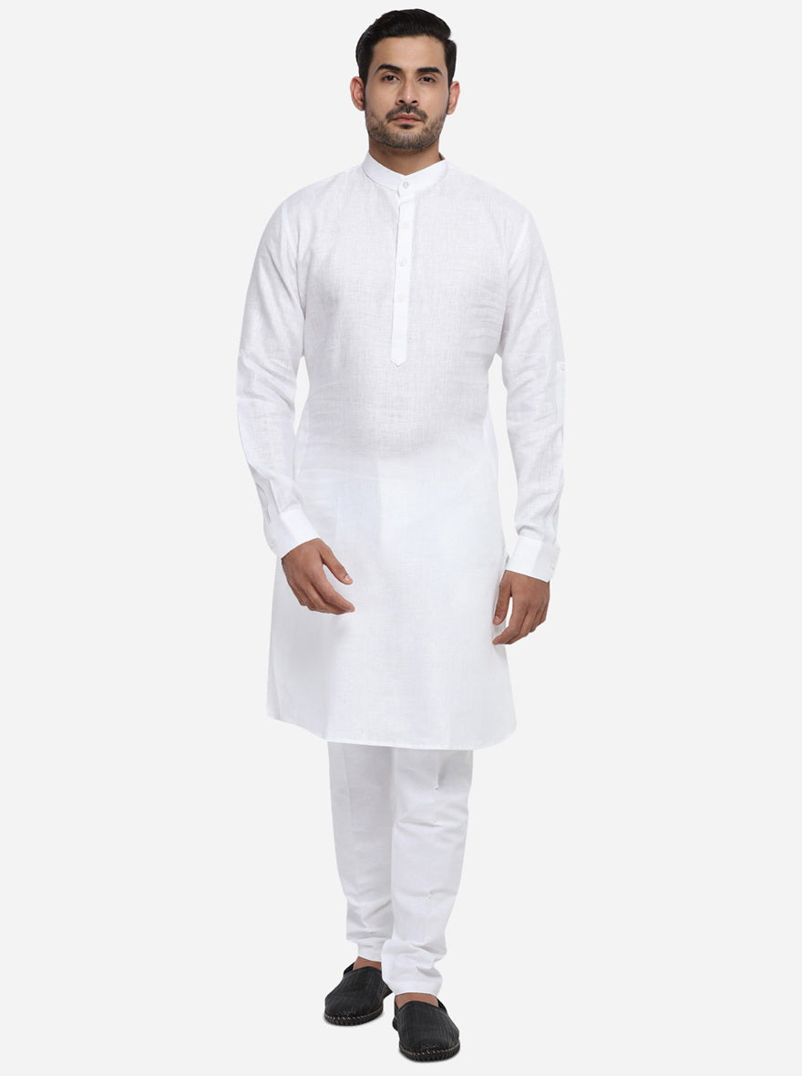 USA men’s classic white kurta set, crafted from a luxurious linen blend.