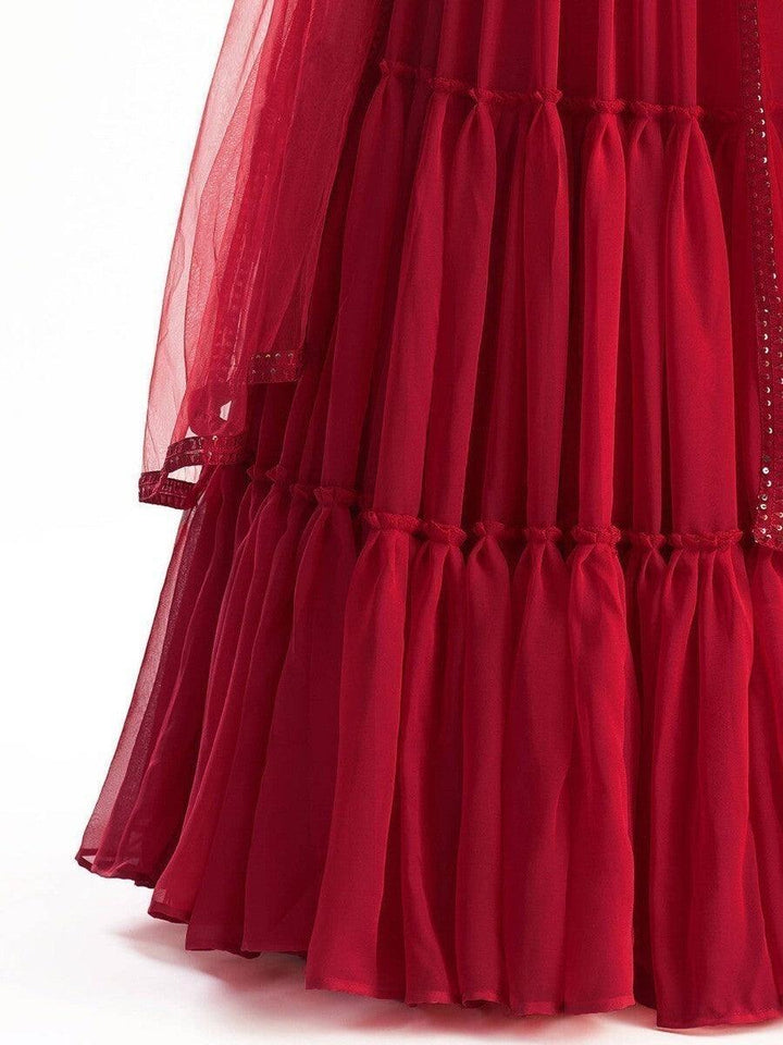 Captivating Red Georgette Lehenga Choli | Sequin & Embroidery Work