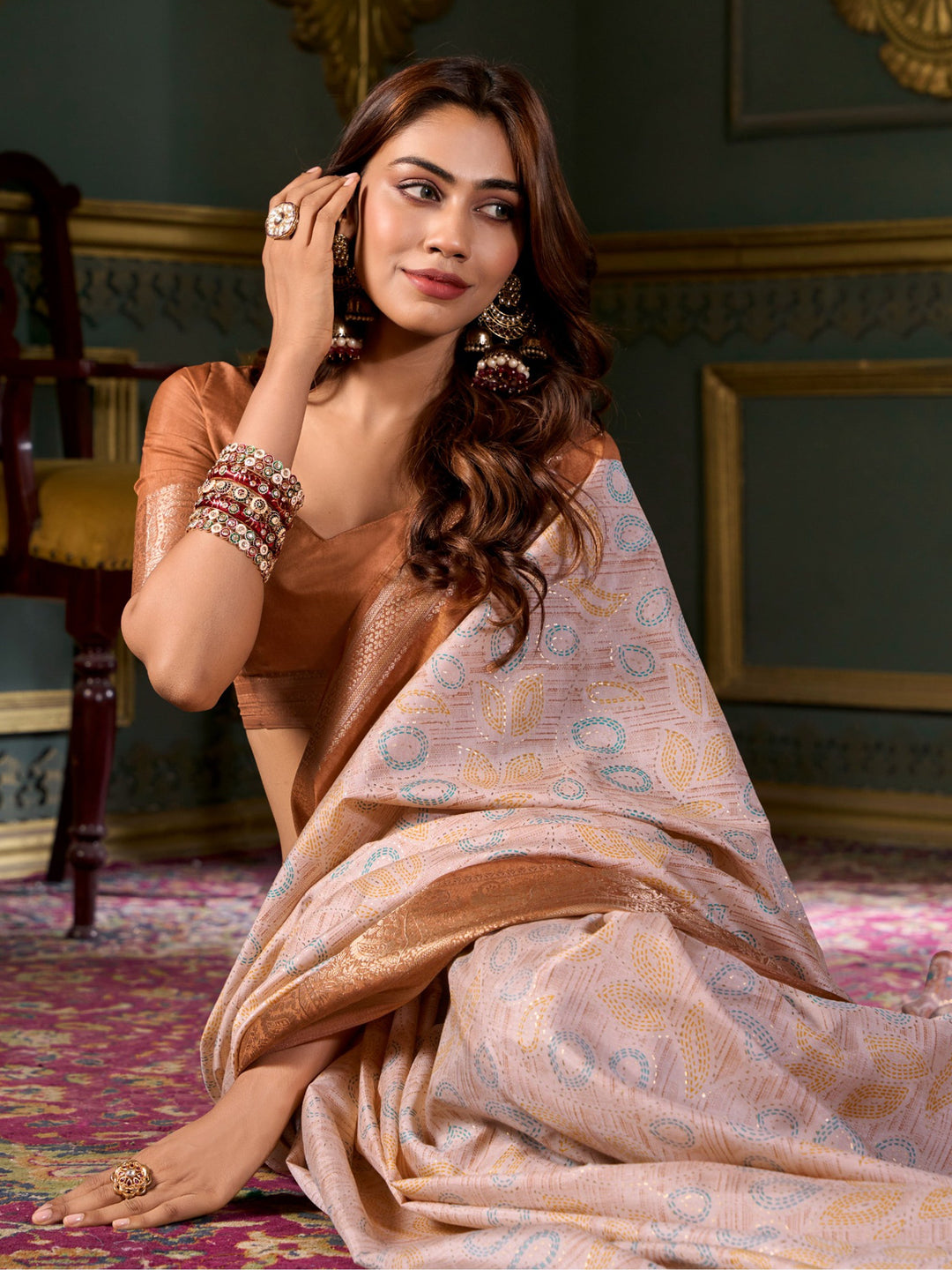 Vibrant color luxurious fabric exclusive attire crafted for elegance and style.