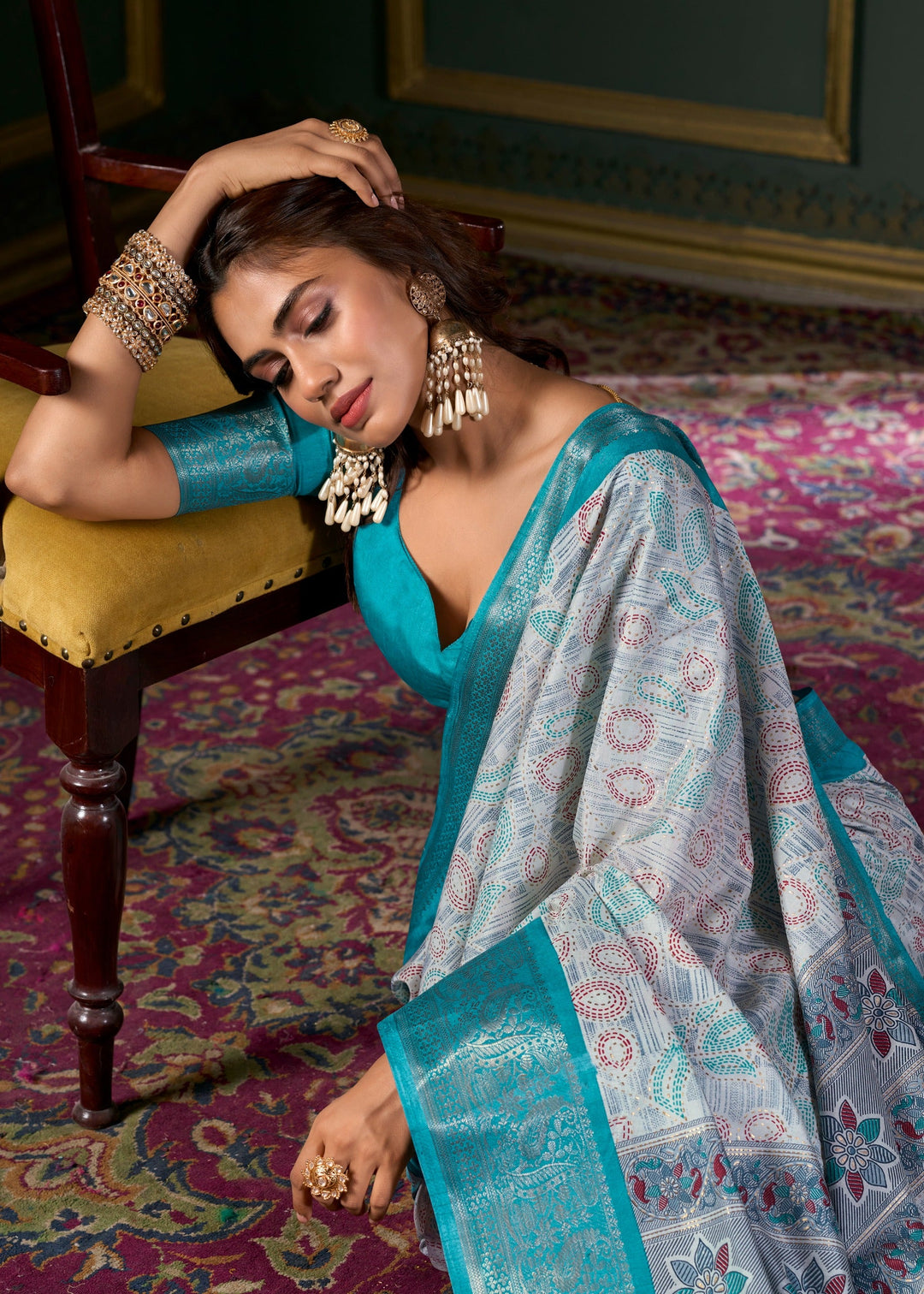 Vibrant color luxurious fabric exclusive attire crafted for elegance and style.