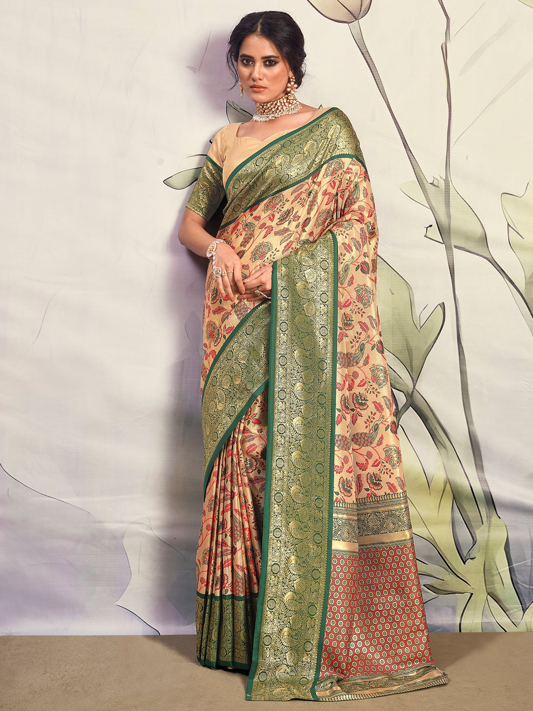 Outstanding Green Printed Silk Festival W | Perfect Traditional Outfit