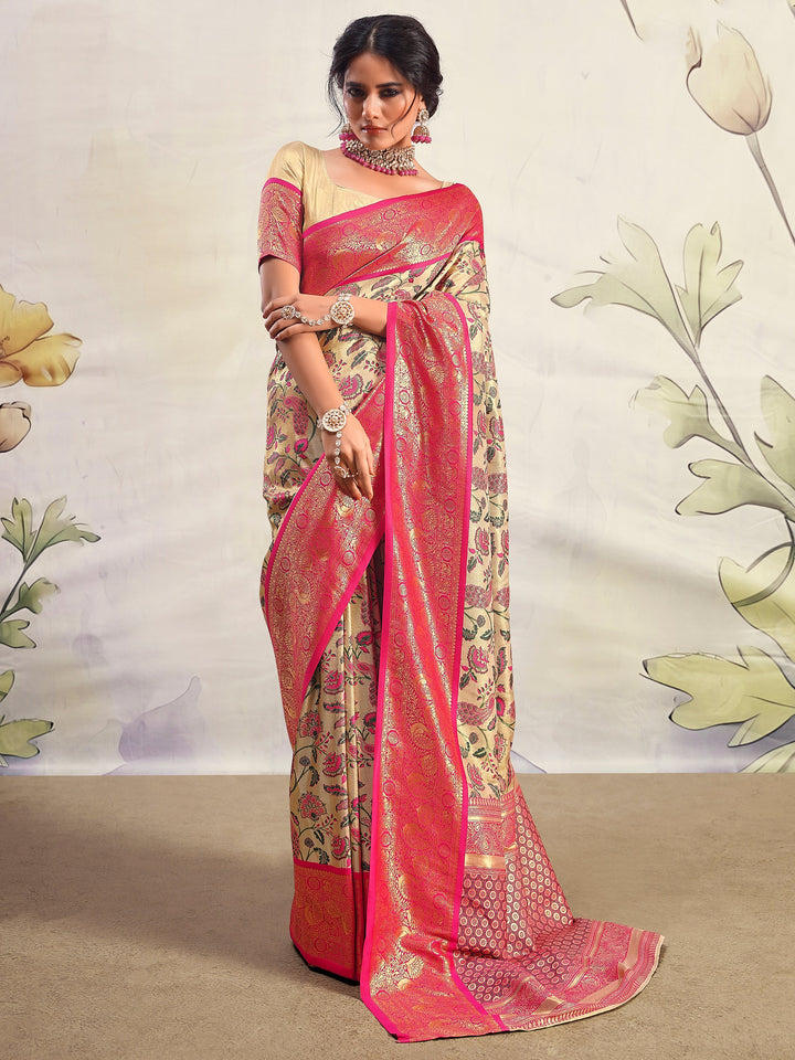 Gorgeous Pink Zari Weaving Silk Event Wea | Perfect Traditional Outfit