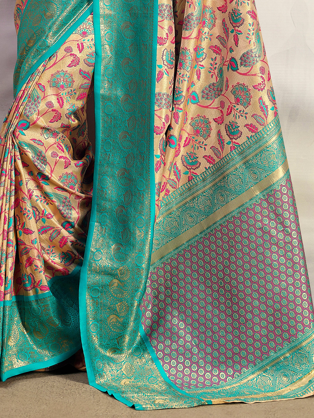 Astonishing Turquoise Blue Printed Silk Saree | Perfect Traditional Outfit