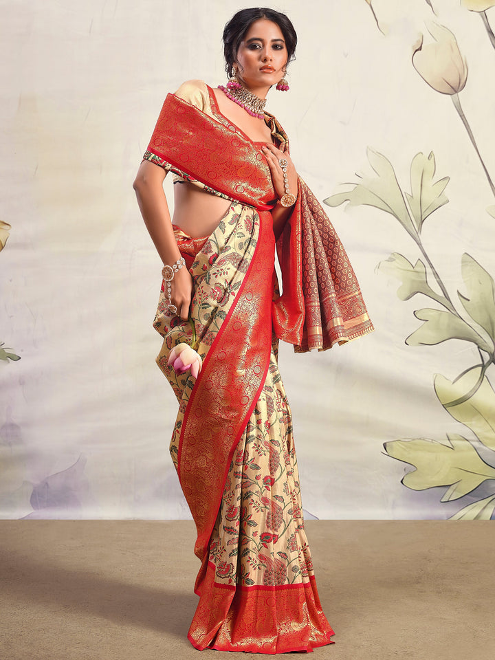 Red silk saree crafted for elegance and style.