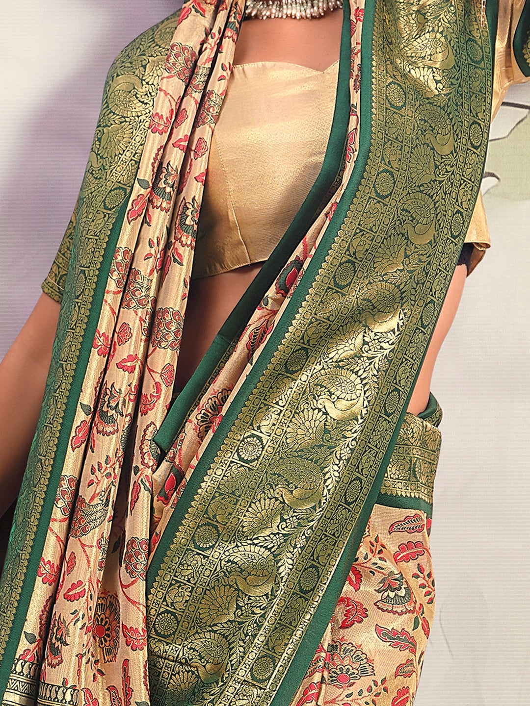 Outstanding Green Printed Silk Festival W | Perfect Traditional Outfit