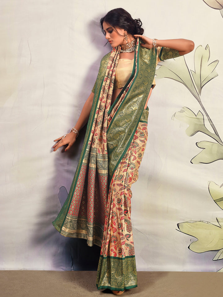 Outstanding Green Printed Silk Festival W | Perfect Traditional Outfit