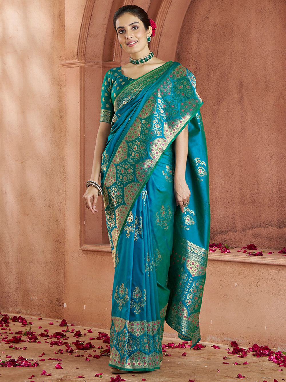 Vibrant color luxurious fabric exclusive attire crafted for elegance and style.