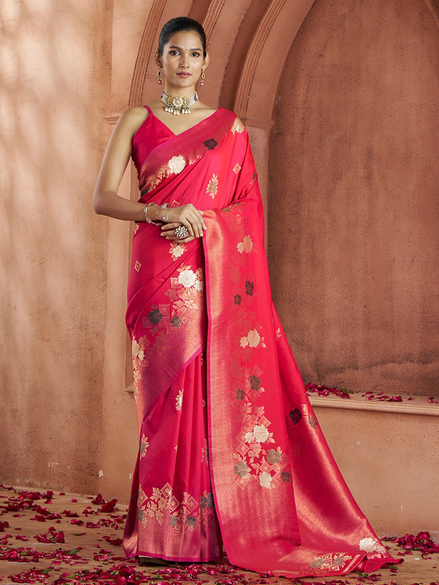 Pink silk saree crafted for elegance and style.