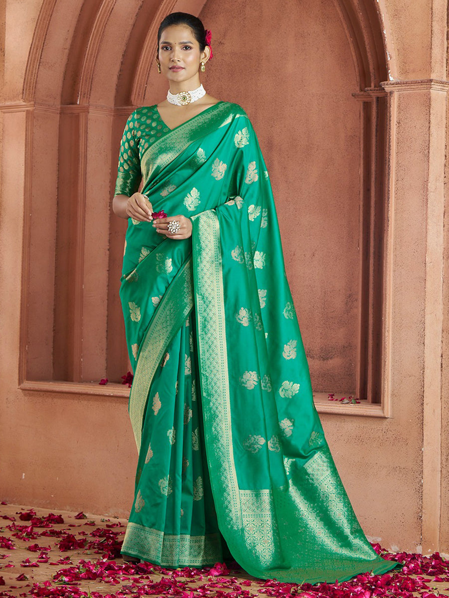 Green silk saree crafted for elegance and style.