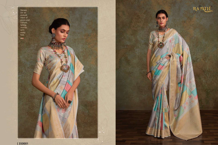 Soft Silk Saree with Floral Digital Print | Traditional Indian Sari for Weddings