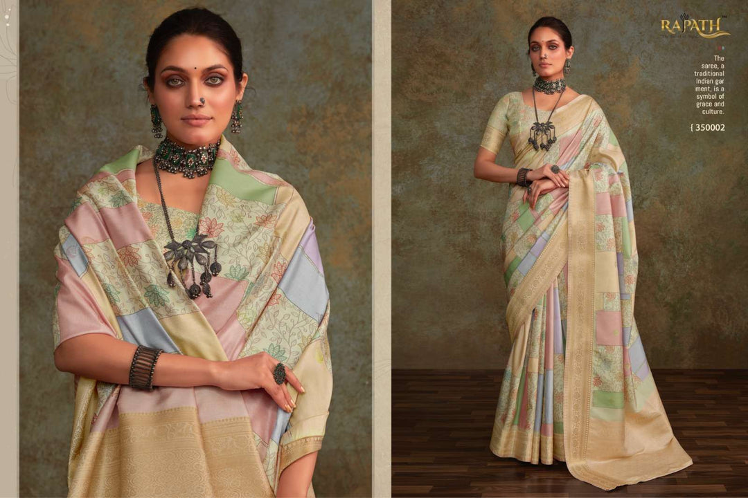 Soft Silk Saree with Floral Digital Print | Traditional Indian Sari for Weddings