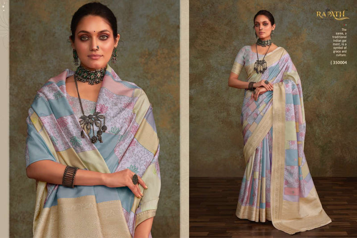 Soft Silk Saree with Floral Digital Print | Traditional Indian Sari for Weddings