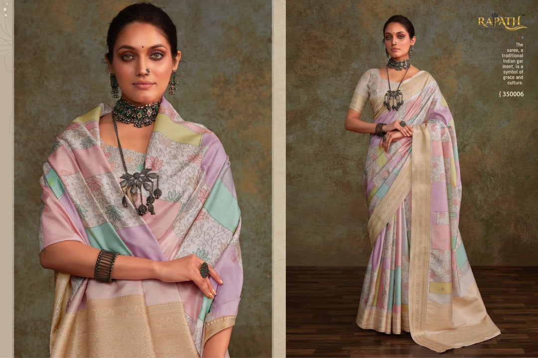 Soft Silk Saree with Floral Digital Print | Traditional Indian Sari for Weddings