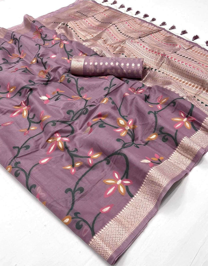 Luxurious Jamdani Malmal Spun Cotton Saadi | Intricate Print for Festivals