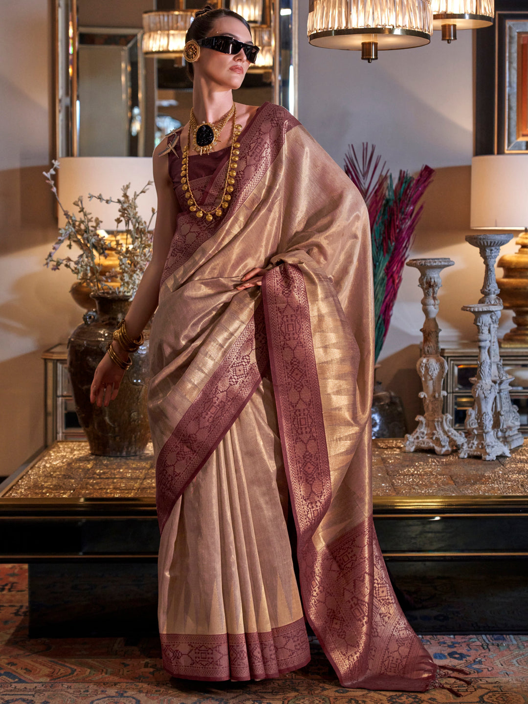 Red silk saree crafted for elegance and style.