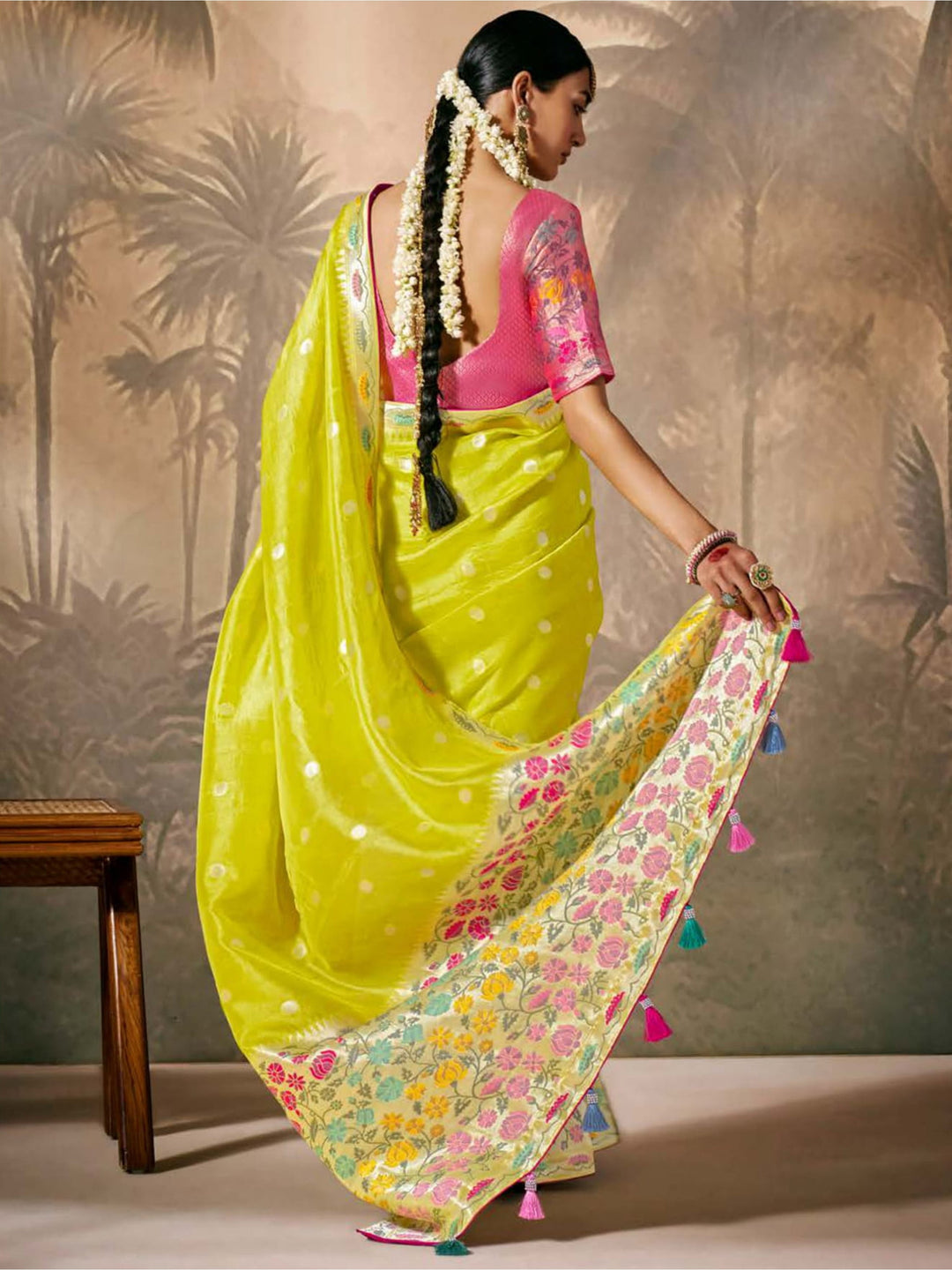 Vibrant color luxurious fabric exclusive attire crafted for elegance and style.