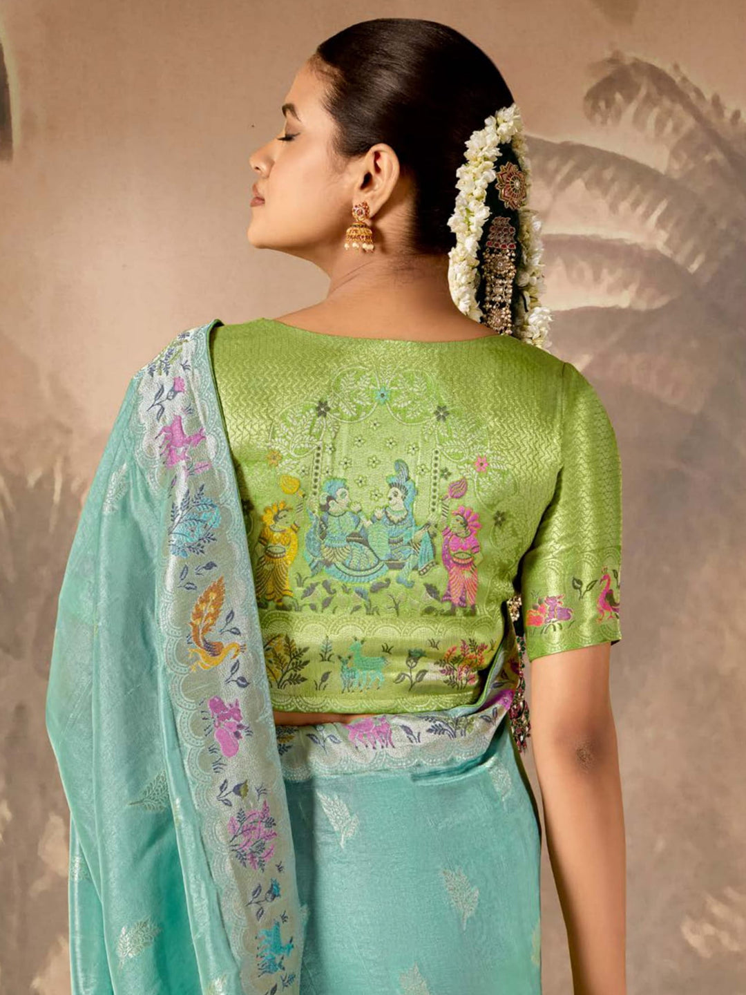 Vibrant color luxurious fabric exclusive attire crafted for elegance and style.