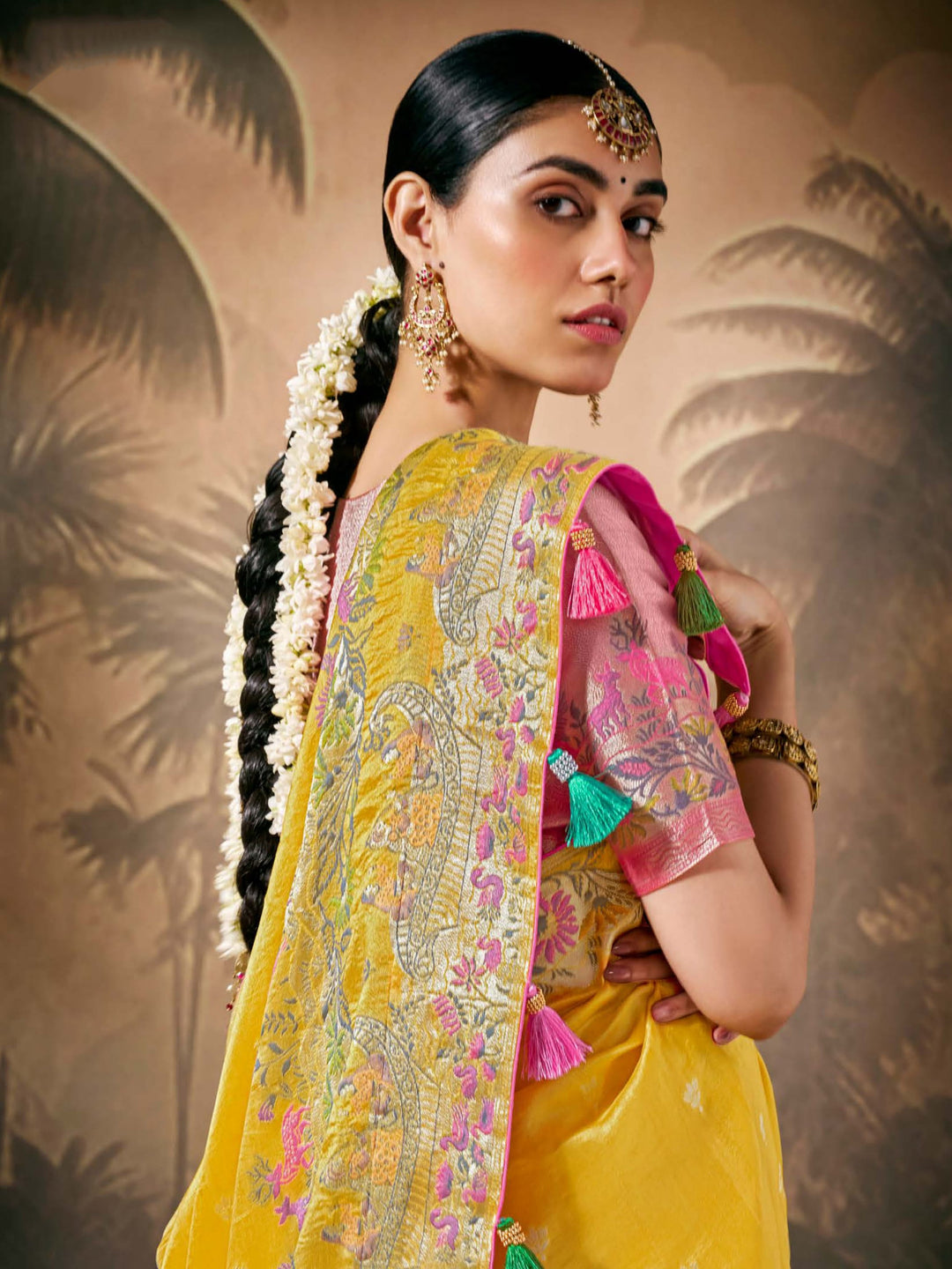 Vibrant color luxurious fabric exclusive attire crafted for elegance and style.