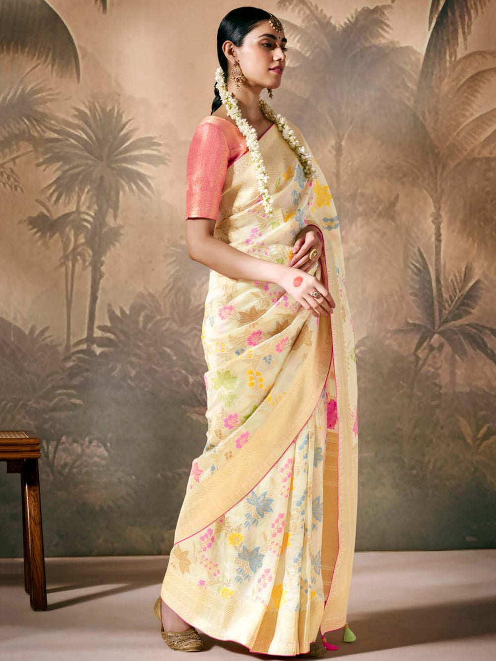 Vibrant color luxurious fabric exclusive attire crafted for elegance and style.