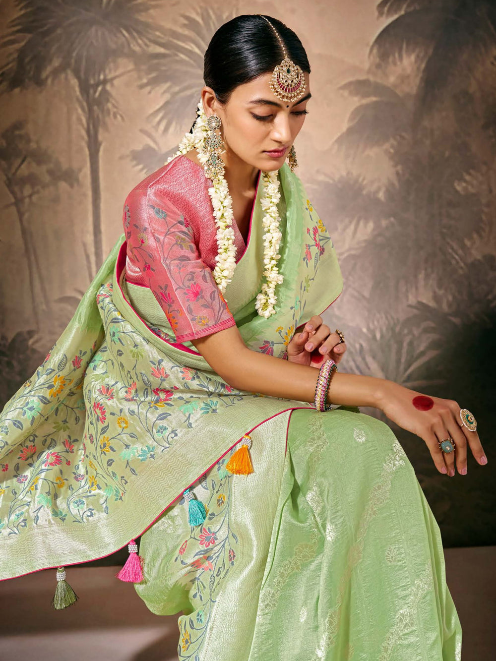 Vibrant color luxurious fabric exclusive attire crafted for elegance and style.