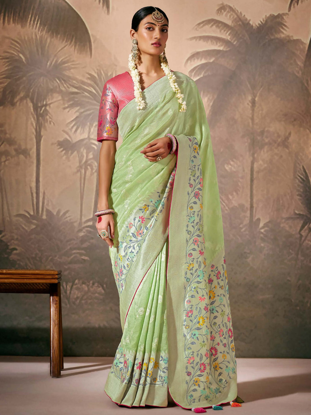 Pink silk saree crafted for elegance and style.