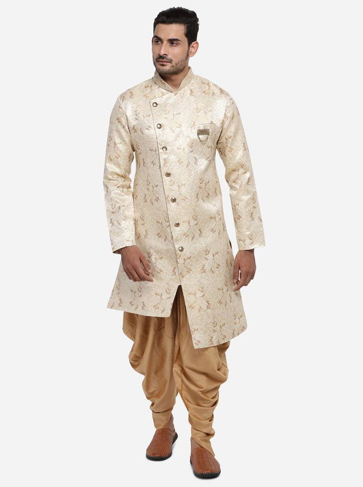 Perfect for festive occasions, the Printed Cream & Brown Semi Indowestern ensures you look fashionable while remaining comfortable throughout the day.