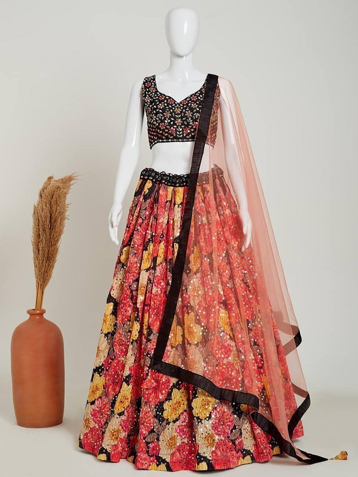 Multi-Color Floral Silk Lehenga Choli | Perfect for Parties & Festive Occasions