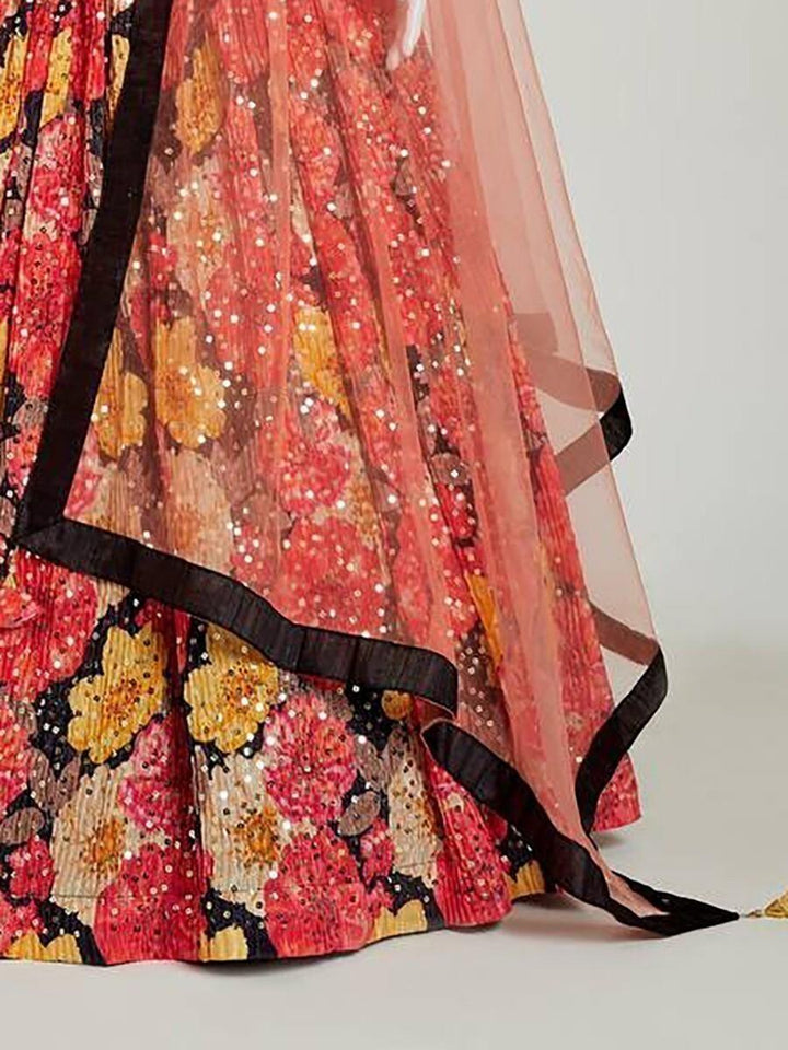 Multi-Color Floral Silk Lehenga Choli | Perfect for Parties & Festive Occasions