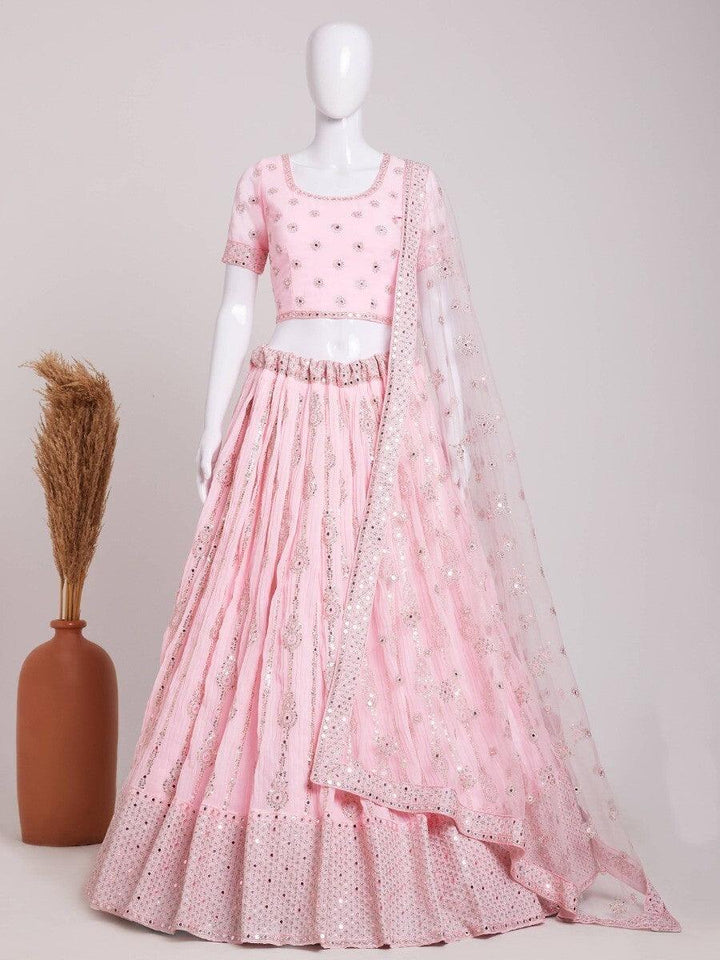 Gorgeous Light Pink Sequins Georgette | Wedding Lehenga Choli with Dupatta Edition