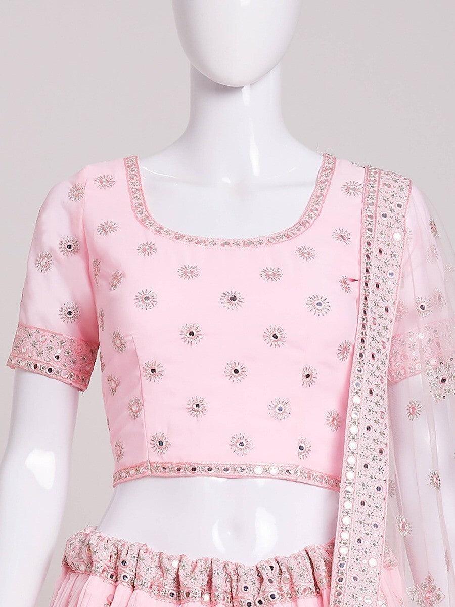 Gorgeous Light Pink Sequins Georgette | Wedding Lehenga Choli with Dupatta Edition