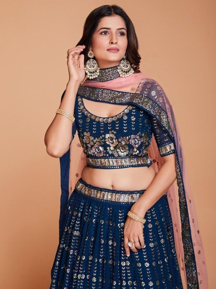 Stylish Navy Blue Lehenga Choli | Bridal and Engagement Wear