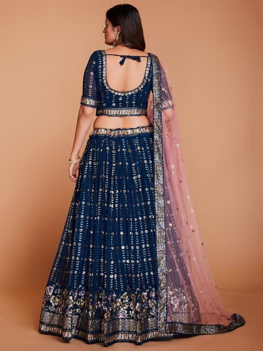 Stylish Navy Blue Lehenga Choli | Bridal and Engagement Wear