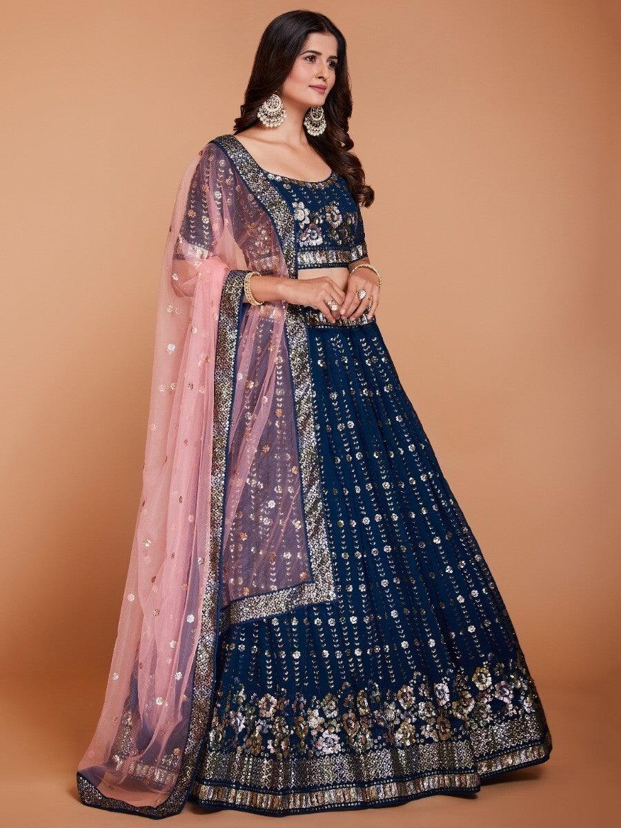 Stylish Navy Blue Lehenga Choli | Bridal and Engagement Wear