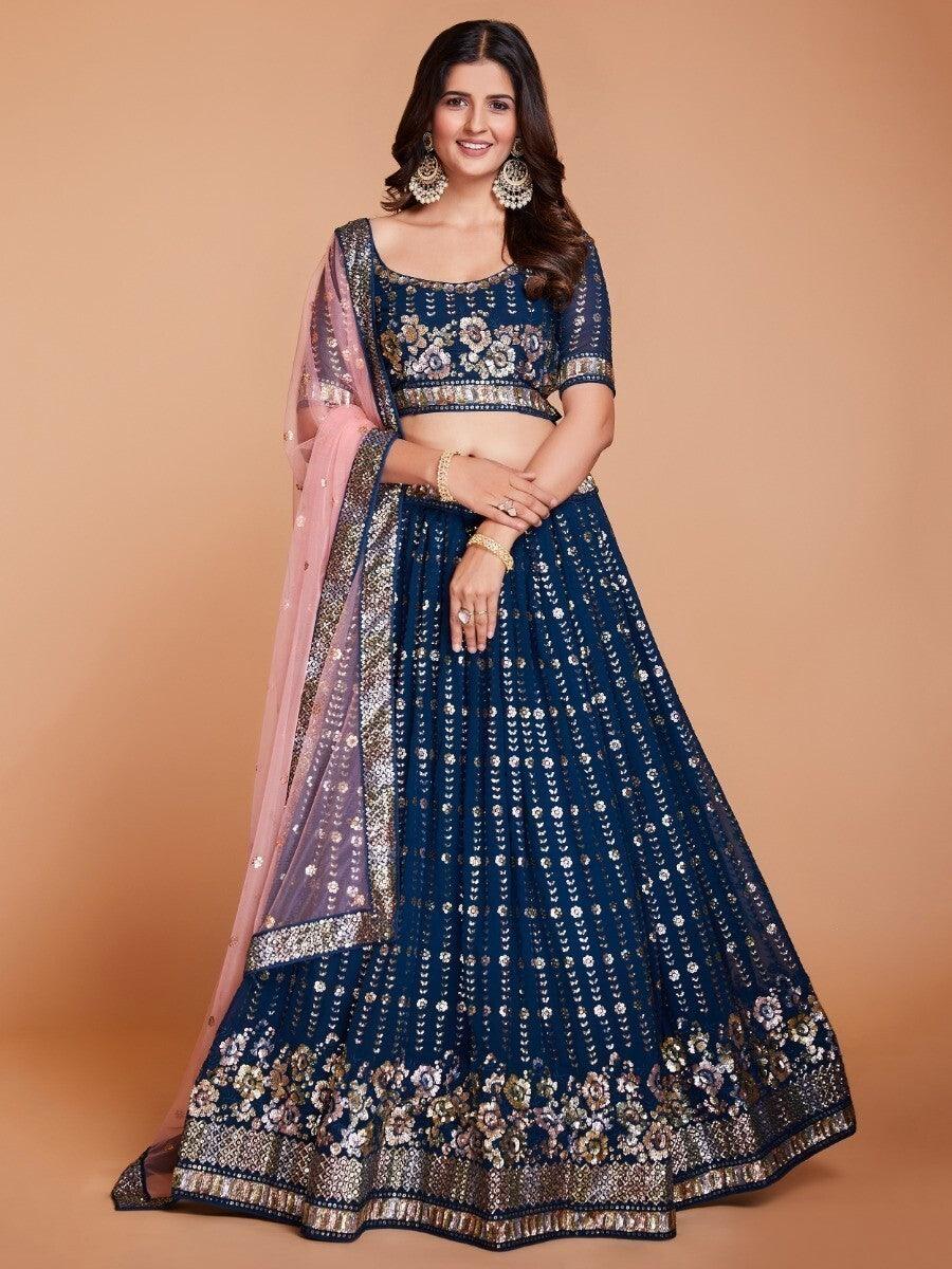 Stylish Navy Blue Lehenga Choli | Bridal and Engagement Wear