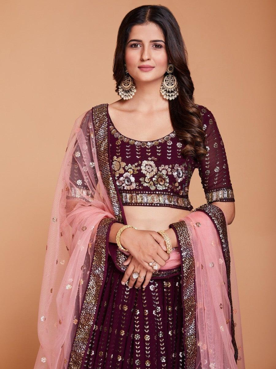 Beautiful Purple Lehenga Choli | Sequin Georgette Wedding Outfit