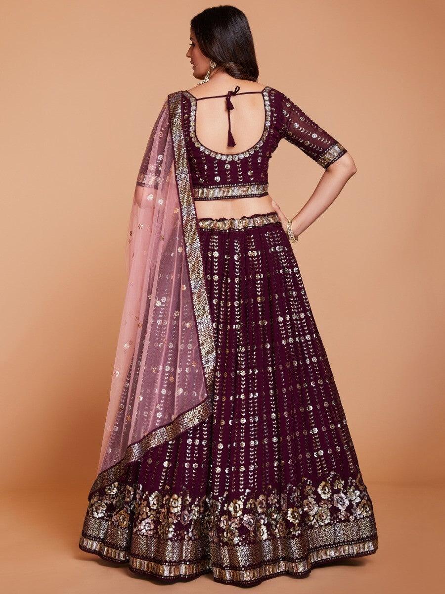 Beautiful Purple Lehenga Choli | Sequin Georgette Wedding Outfit