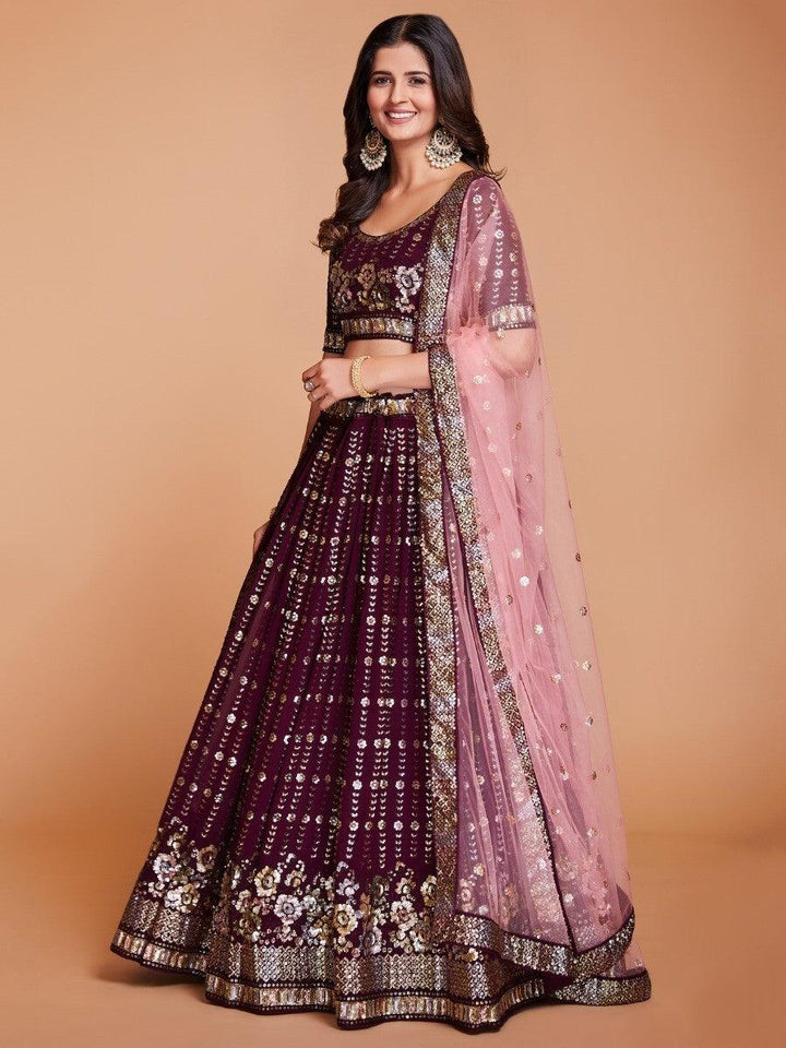 Beautiful Purple Lehenga Choli | Sequin Georgette Wedding Outfit