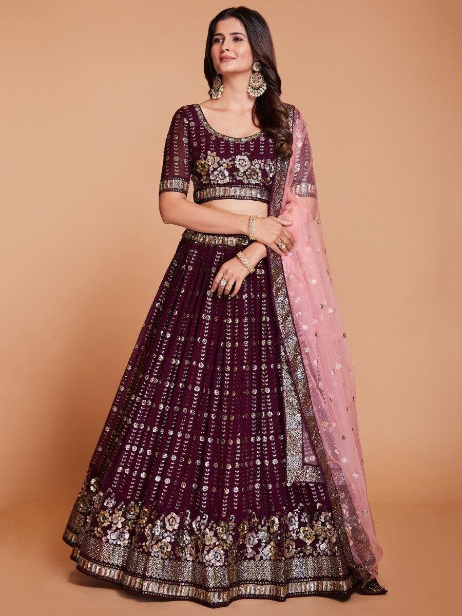 Beautiful Purple Lehenga Choli | Sequin Georgette Wedding Outfit