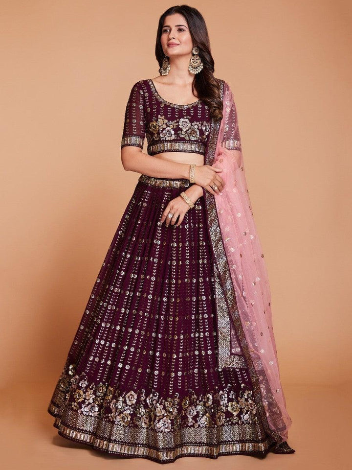 Beautiful Purple Lehenga Choli | Sequin Georgette Wedding Outfit