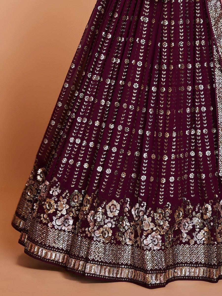 Beautiful Purple Lehenga Choli | Sequin Georgette Wedding Outfit