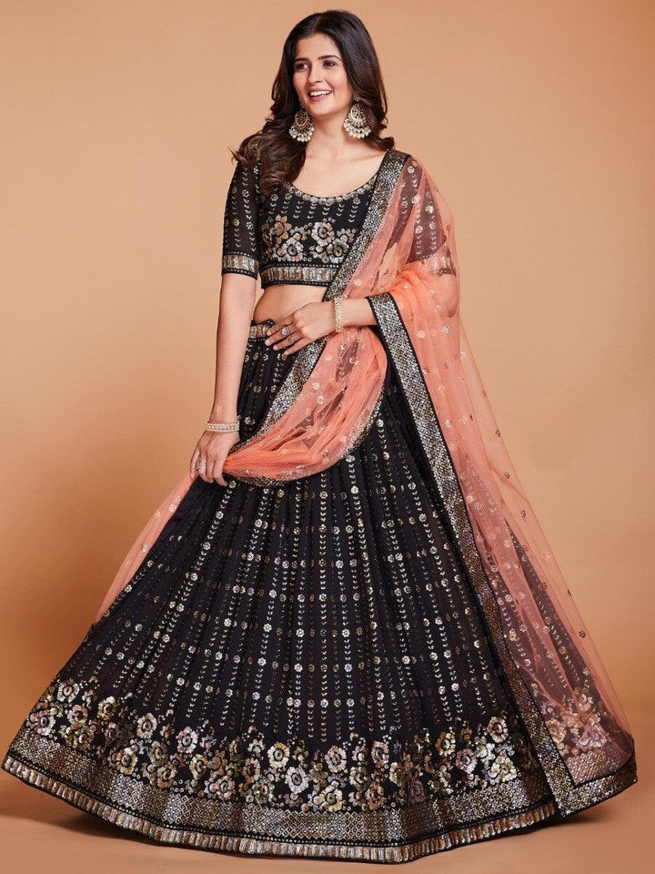 Brown Sequin Lehenga | Designer Engagement & Wedding Party Wear