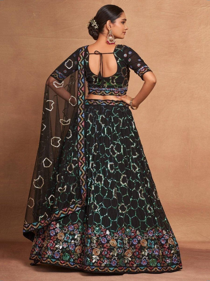 Ravishing Black Lehenga Choli with Dupatta | Sequin & Embroidery Work