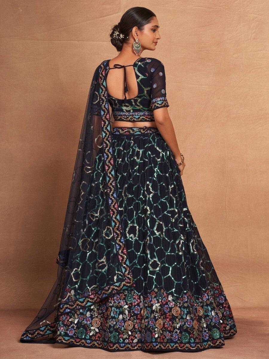 Elegant Navy Blue Lehenga Choli | Reception & Wedding Wear